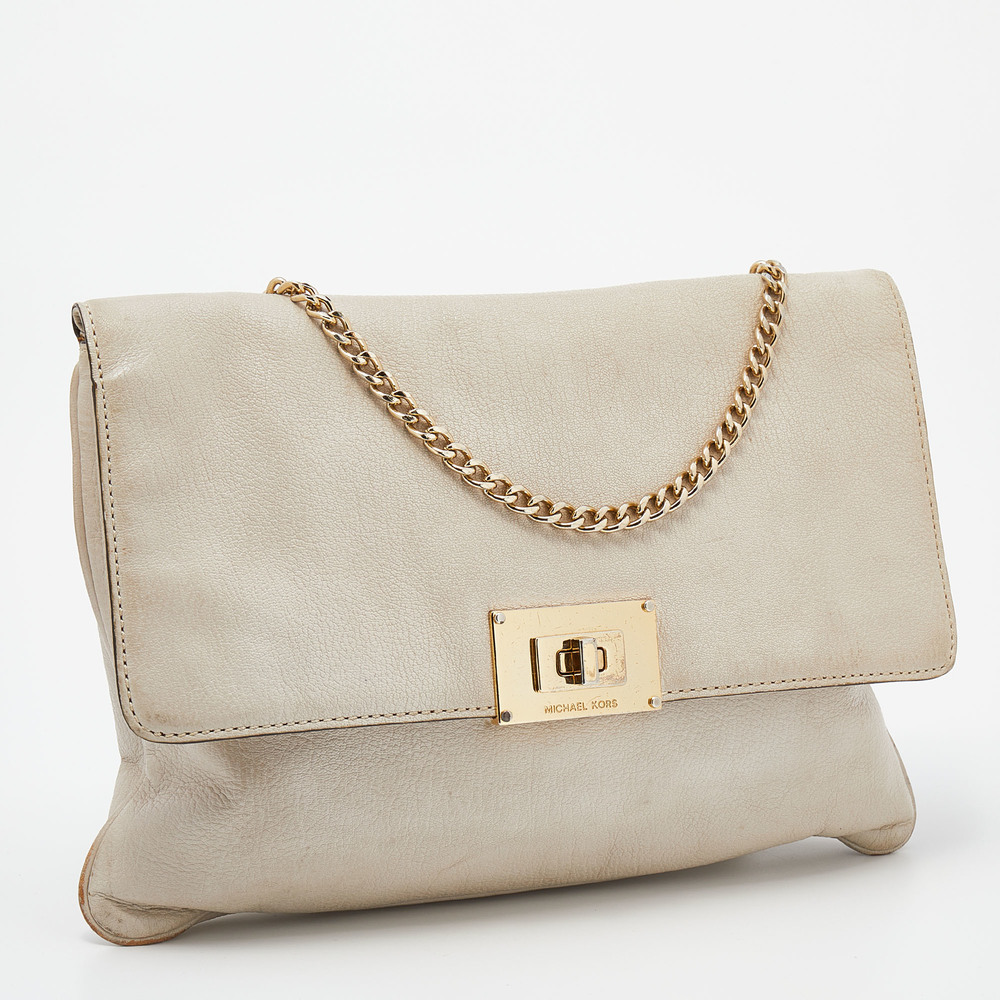 MICHAEL MICHAEL KORS White Leather Sloan Chain Flap Shoulder Bag - Picture 3 of 9